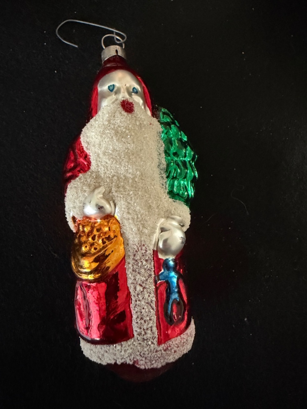 Rare Complex Tri-Figural Czechoslovakian Blown Glass Santa Claus